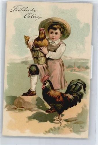 Ostern, Hahn , Prägedruck