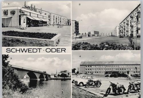 Schwedt Schule, Brücke, Marchlewskiring, Kaufhalle