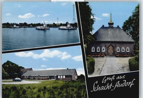 Schacht-Audorf Fluss Schiff Auto Haus Baum