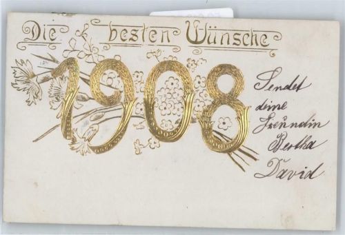 1908 , Neujahr , Prägedruck