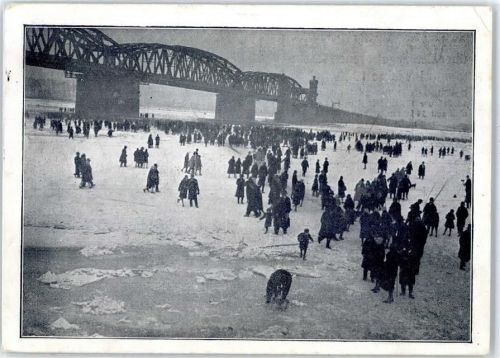 Mainz Andenken an den zugefrohrenen Rhein 1929