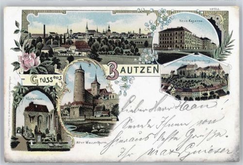Bautzen Gesamtansicht, Neue Kaserne, Schloss, Wasserturm, Nicolairuine