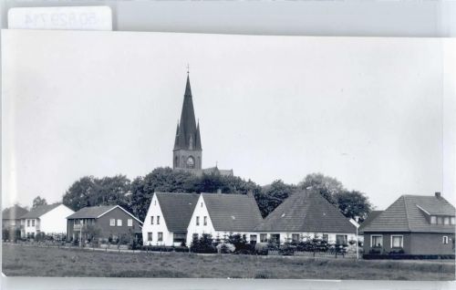 Strücklingen Foto mit Negativ, Blick zur Kirche