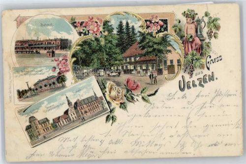Uelzen Bahnhof, Postamt, Fischerhof, Schule, Krieger-Denkmal, Versicherungs-Bank