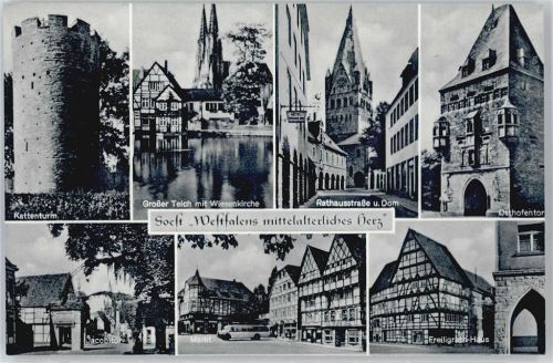 Soest Kattenturm, Großer Teich, Wiesenkirche, Rathausstraße, Dom, Osthofentor, Jacobitor, MArkt, Freiligrath-Haus