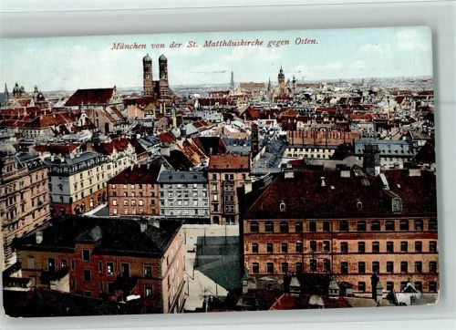 München 1910 von der St. Matthäuskirche gegen Osten Photochromiekarte No. 7075