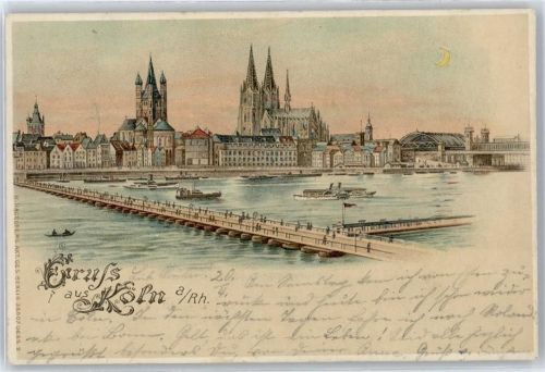Köln Stadt Schiffbrücke, Dom, Rathaus