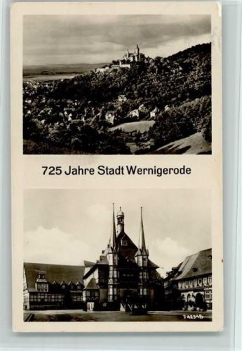 Wernigerode Ortsansichten 2-Bildaufnahme 725 Jahre Wernigerode