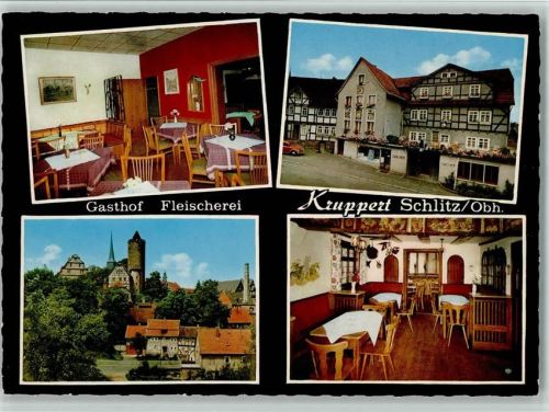 Schlitz Gasthof Fleischerei Kruppert Innenaufnahmen Gastraum Ortsansichten 4-Bildaufnahme