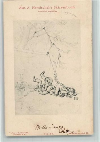 Nr. 83 Aus Hendschels Skizzenbuch - Kinder lassen einen Drachen fliegen