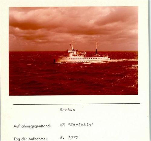 Borkum MS Harlekin Foto montiert auf Karton