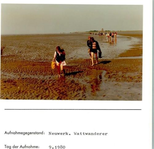 Hamburg-Insel Neuwerk Foto montiert auf Karton Wattwanderer