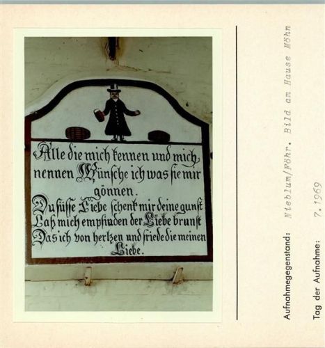 Nieblum Schilder an Häusern mit Sprüchen+Bildern Bild am Hause Möhn Foto montiert auf Karton