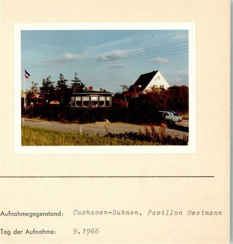 Duhnen Pavillon Oestmann Foto montiert auf Karton