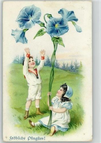 1906 Litho Blumen Kinder