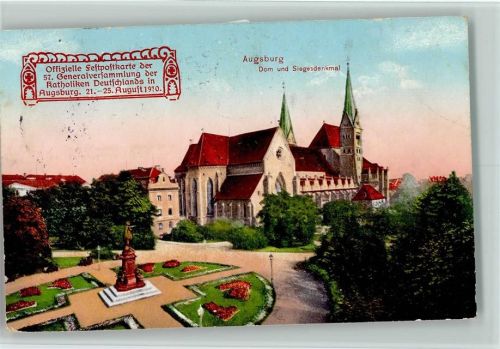 Augsburg 1914 Offiz. Festpostkarte der 57. Versammlung der Katholiken 1910