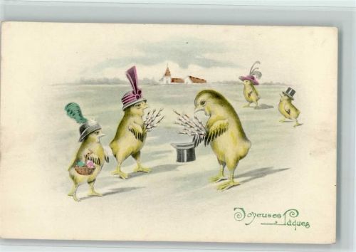 1928 Ostern - Joyeuses Paques - vermenschlichte Küken AK