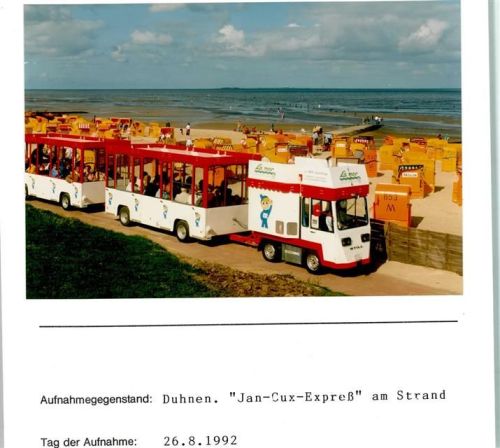 Duhnen Strandbahn Foto montiert auf Karton