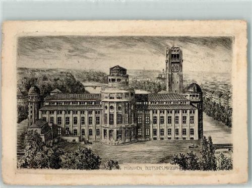 München 1928 Radierung Deutsches Museum