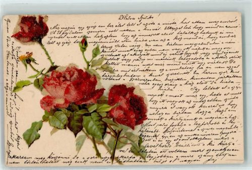 1900 mit Glasperlenauflage Lithographie