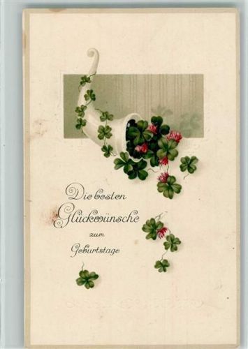 Füllhorn mit Glücksklee , passepartou