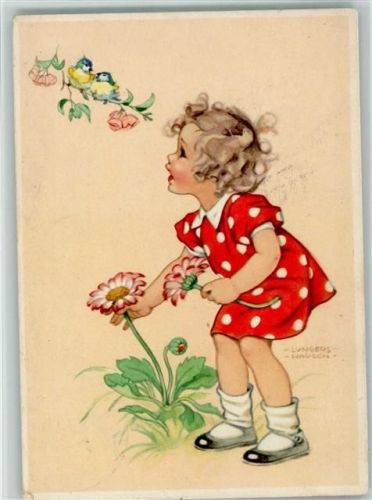 sign Lungers Hausen - Mädchen pflückt Gänseblümchen 1939 AK