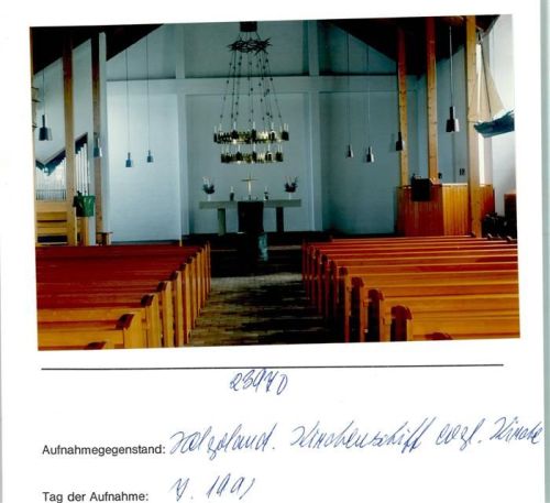 Helgoland Kirchenschiff Evangel. Kirche Foto montiert auf Karton