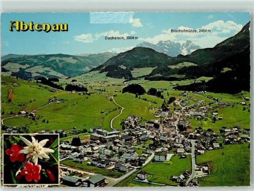 Abtenau Fliegeraufnahme mit Dachstein und Bischofmütze Edelweiß