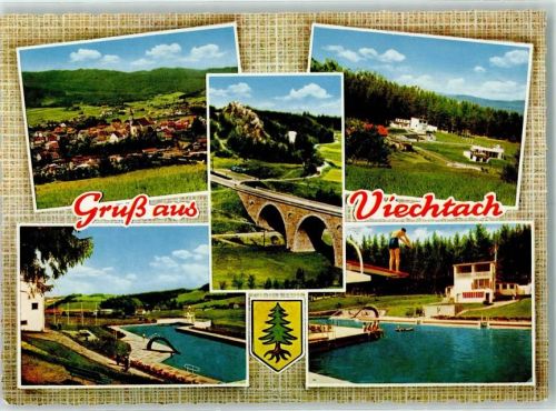 Viechtach Rückseite mit Abschürfungen bzw Kleberesten Schwimmbad