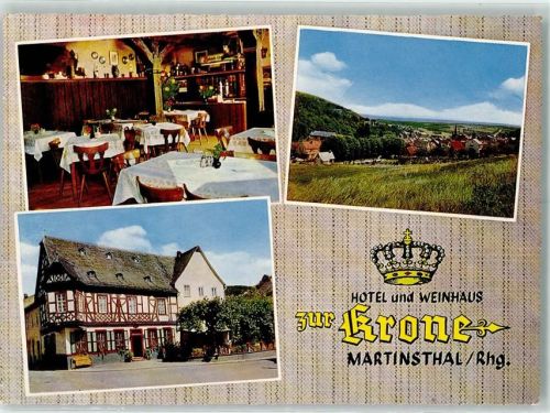65343 W6228 Martinsthal - Hotel Weinhaus Zur Krone Rückseite mit Abschürfungen bzw Kleberesten
