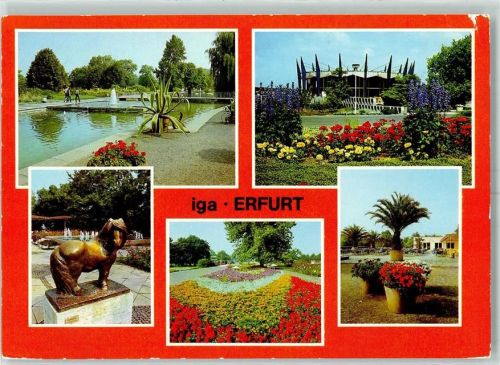 Erfurt IGA Blumenanlagen Skulptur Teich Messehalle