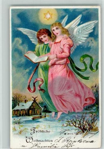 1904 Weihnachten - Engel singen, Liederbuch AK