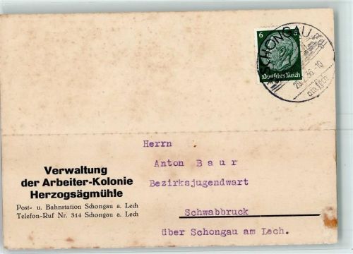Herzogsägmühle Verwaltung der Arbeiter Kolonie Postkarte