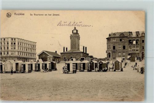 Knokke-Heist 1917 - Leuchtturm Badekarren Feldpost WK I
