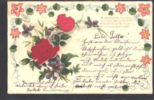 1900 Prägedruck Rosen Jugendstil AK