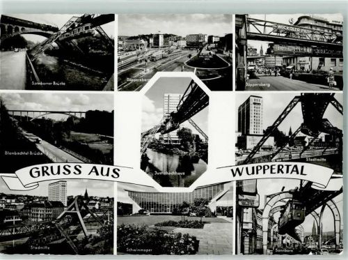 Wuppertal Rückseite mit Abschürfungen bzw Kleberesten Justizhochhaus Blombachtal Brücke Sonnborner Brücke Sonnborn Bahn