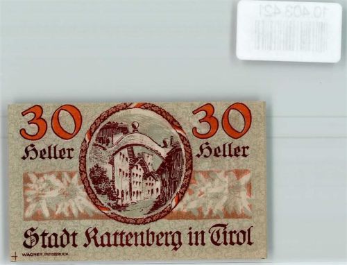Rattenberg Notgeld Kassenschein 30 Heller