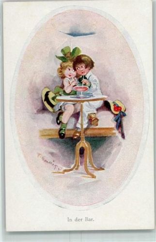 Verlag B.K.W. I Serie 157-2 Kind an der Bar AK