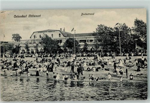 Möltenort 1918 Badestrand Fahnen Strandhotel Seeblick
