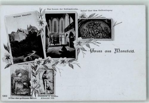 Mansfeld Schloßkirche Taufstein Schloß Mansfeld Grabstein Graf Albrecht VII