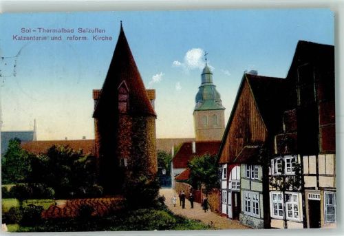 Bad Salzuflen 1911 Katzenturm reform Kirche Fachwerkhaus