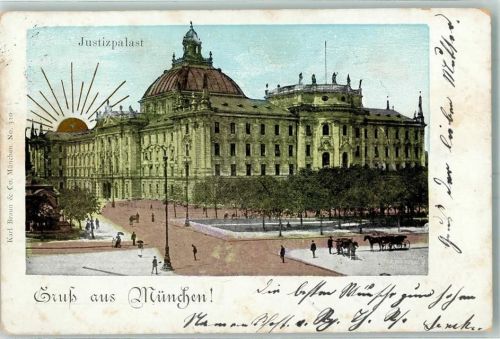 München 1899 Justizpalast Sonnenaufgang