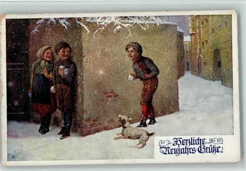 Deutscher Schulverein Nr. 861 - Neujahr - Schneeball werfen