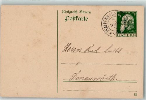 Pfaffenhausen 1912 Ganzsache