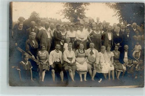 München Gruppenfoto Dirndl Tracht Bahnpost München-Nürnberg Ort lt. Stempel