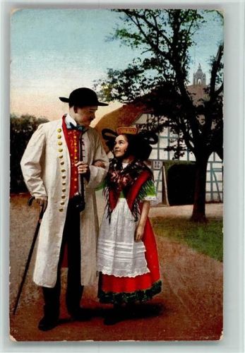 1915 Vater und Tochter beim Spaziergang AK