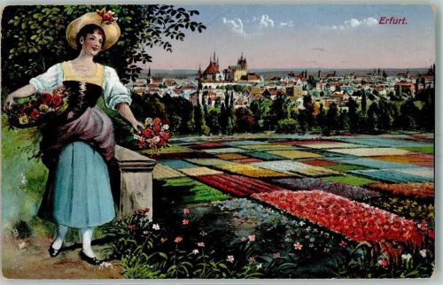 Erfurt 1916 Blumenbeete Gärtnerin