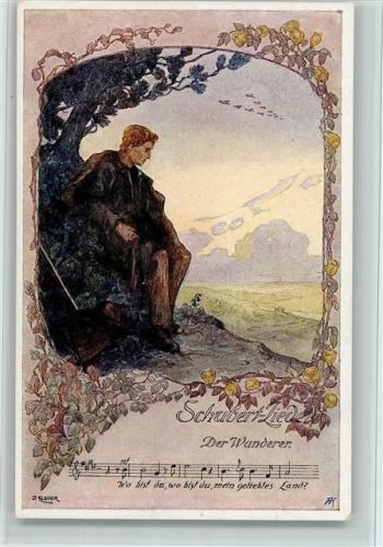 Schubert Lieder Nr. 3 Jugendstil , der Wanderer - sehr gute Erhaltung