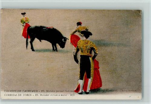 Corrida de Toros Nr. 19 - Matador entrado a matar - handcoloriert , gute Erhaltung AK