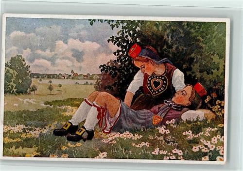 Nr. 234 - Mädchen auf der Wiese, gute Erhaltung AK